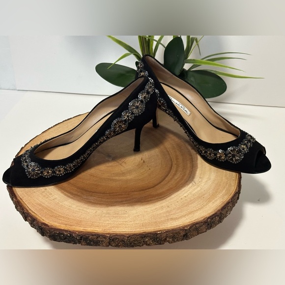 💎Oscar de la Renta Suede Heels with Embellishments - Women's Size 38💎 - Picture 4 of 16